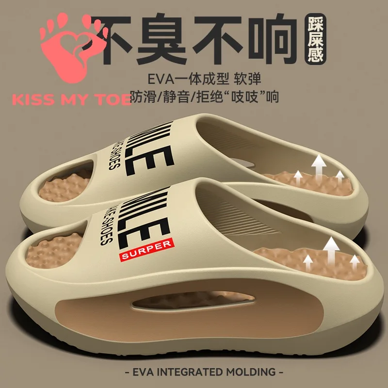 

Thick Platform Pillow Slippers Women Men Couple 2026 Summer EVA Sole Bathroom Slippers Travel Non Slip Outdoor House Shoes 24158