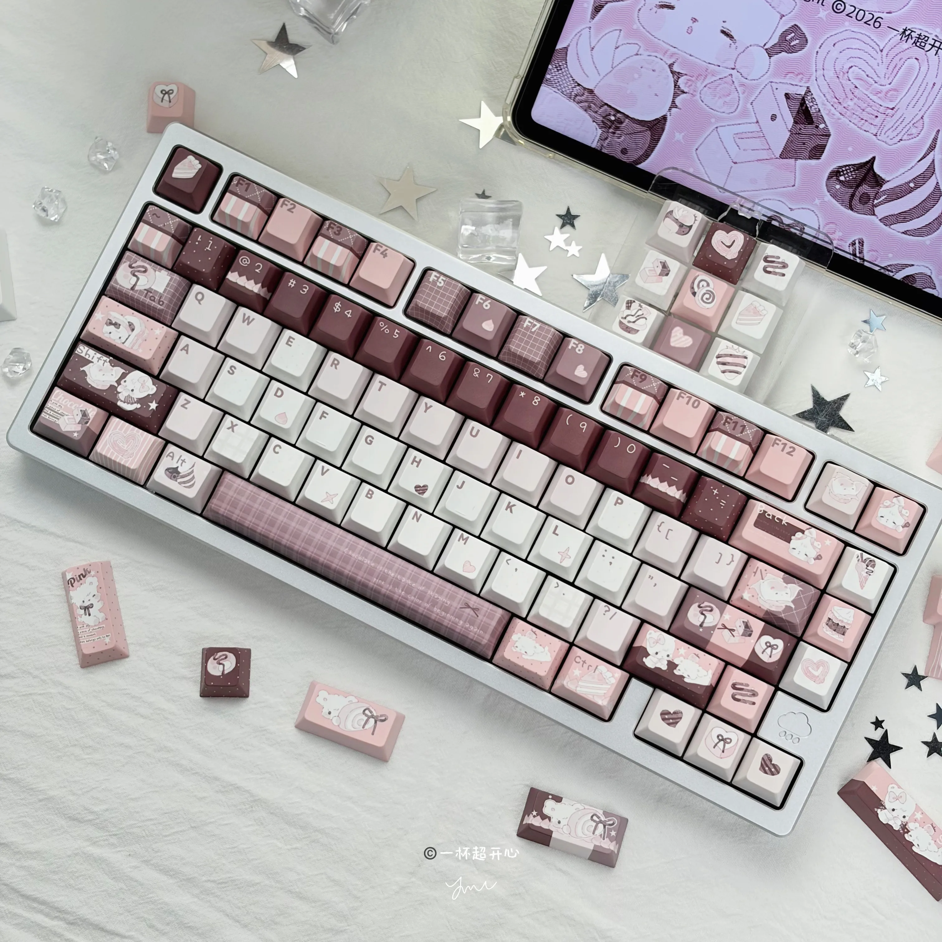 Chocolate Sweet Dream Theme Keycaps Set PBT Cherry/MOA Profile 130keys Custom Original Handmade Keycaps for Mechanical Keyboard