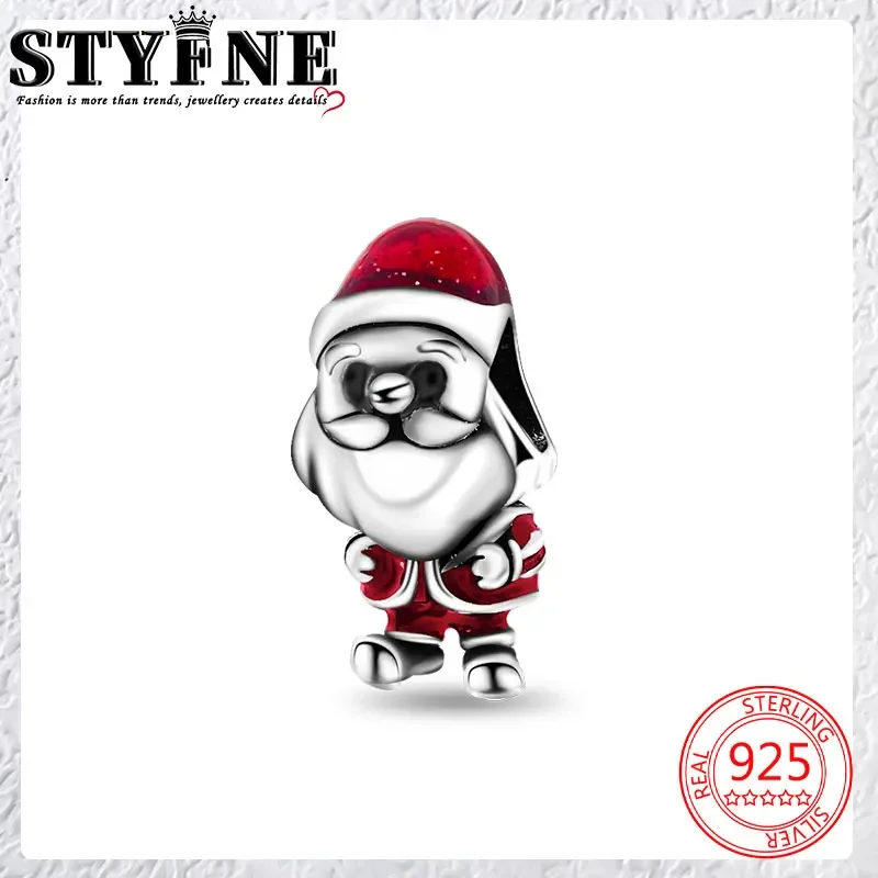 Symbols 2025 New Year Navidad Beads 925 Sterling Silver Playful Santa Charm for Women's Jewelry DIY Christmas Gift Making