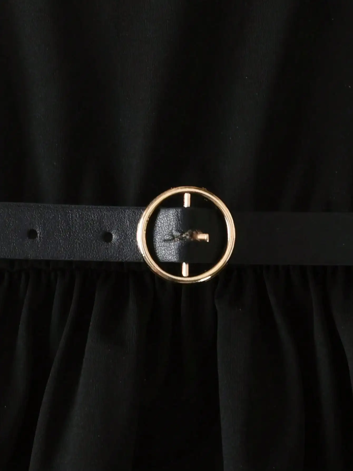 Kinderbekleidungsset: Ausgehöhltes Rundhals-Langarmshirt + ärmelloses Rundhalskleid mit mittellangem Rock für Kinder – Detail 6
