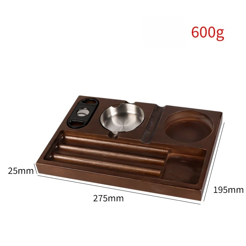 صينية تدخين خشبية فاخرة - منفضة سجائر سيجار مع حامل زجاجي ويسكي، ديكور سطح المكتب #5