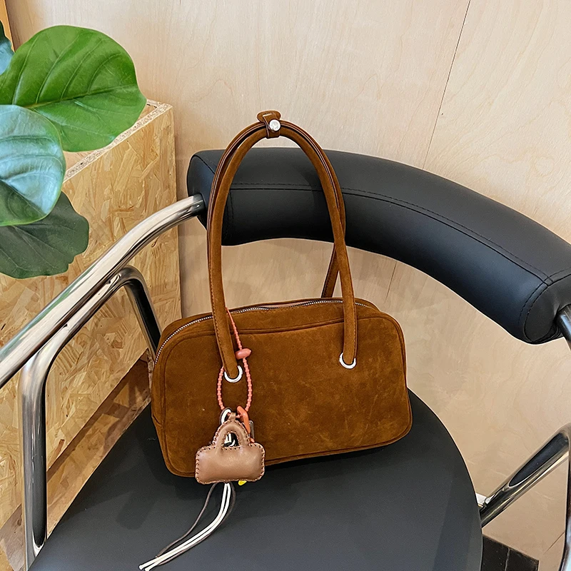 

Сумки на плечо, однотонные женские сумки-тоут высокого качества большой вместимости, новинка 2025, чувство роскоши, классический стиль, искусственная замша