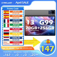 Teclast T65 Max 13 inch Android 14 Tablet 8 cores MediaTek Helio G99 (8GB + 12GB expansion) Max. 20GB RAM 256GB ROM 10000mAh battery dual SIM 4G LTE 1920x1200 GPS Widevine L1 for Netflix