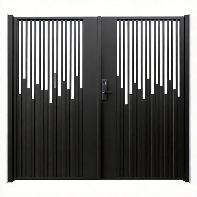 Cantilever Fence Gate Sliding Mechanism Aluminum Alloy Folding Gate Automatic Matt Black European Design Courtyard Villa Entry