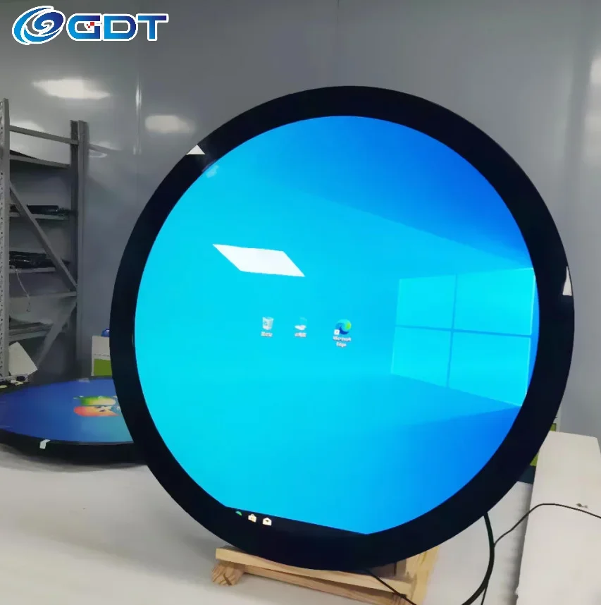 828popular 15.7 Inch Circular Transparent LCD Display 3D Advertising Screen Touch Screen Monitor Round Type Cabinet Showcase