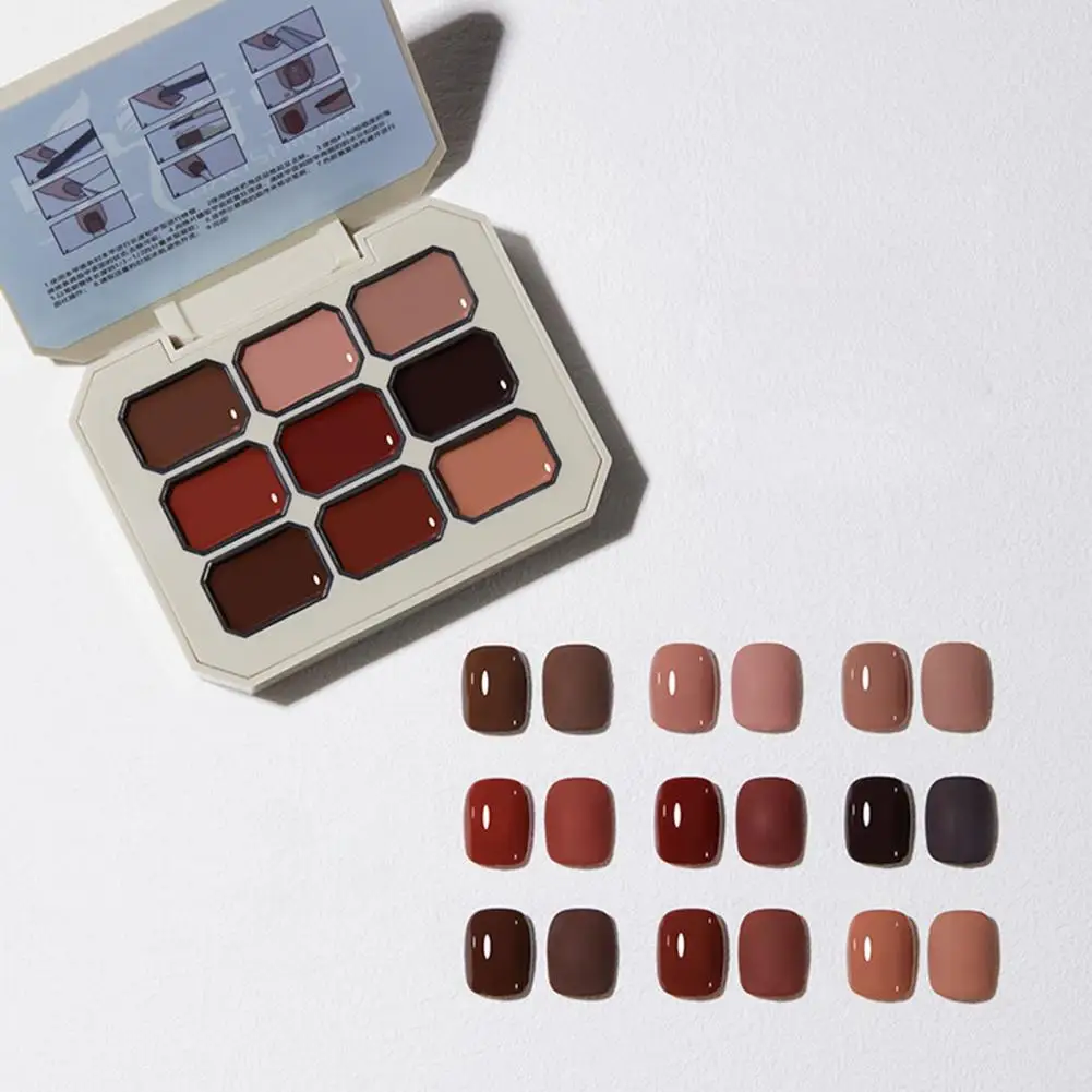 洗練されたネイルポリッシュシェード カラフルなネイルポリッシュセット 女性/女の子向け 長持ちするジェルパレット 9つのソリッドクリームシェード入り