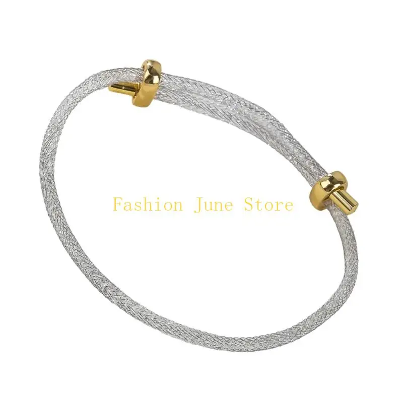 N5KA Contemporary Black Metal Adjustable Loop Bracelet Secure Closure For Workout