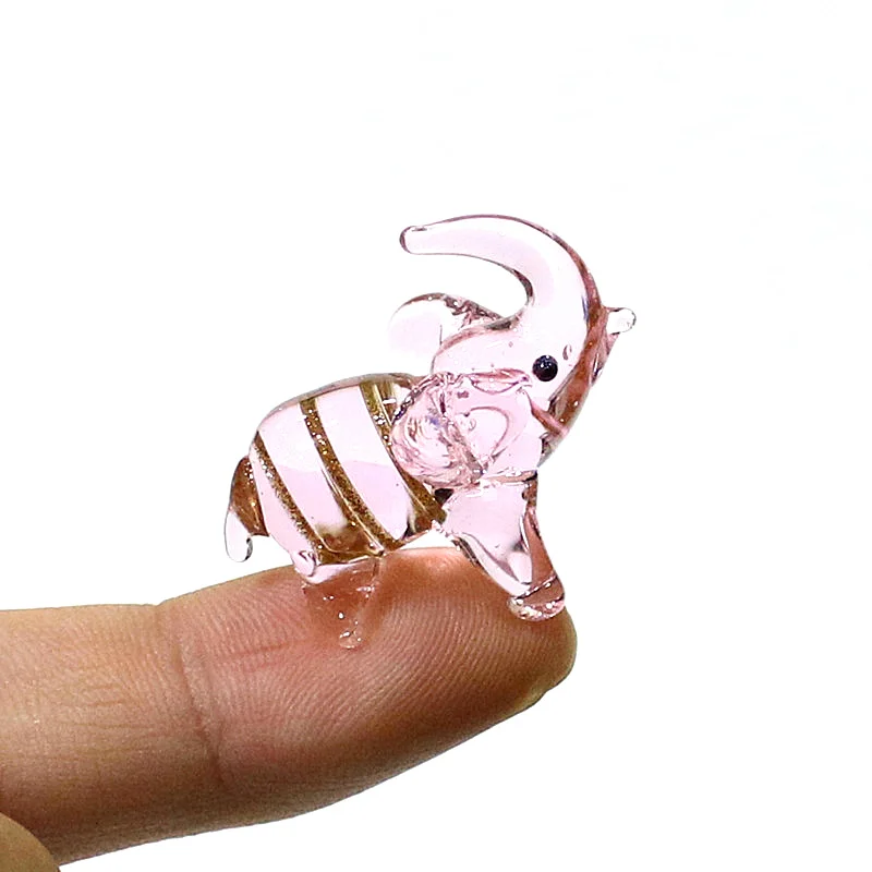 

Kawaii Tiny Animal Ornament Cute Mini Glass Elephant Figurine Craft for Diy Home Table Kids Room Fairy Garden Decor Accessories