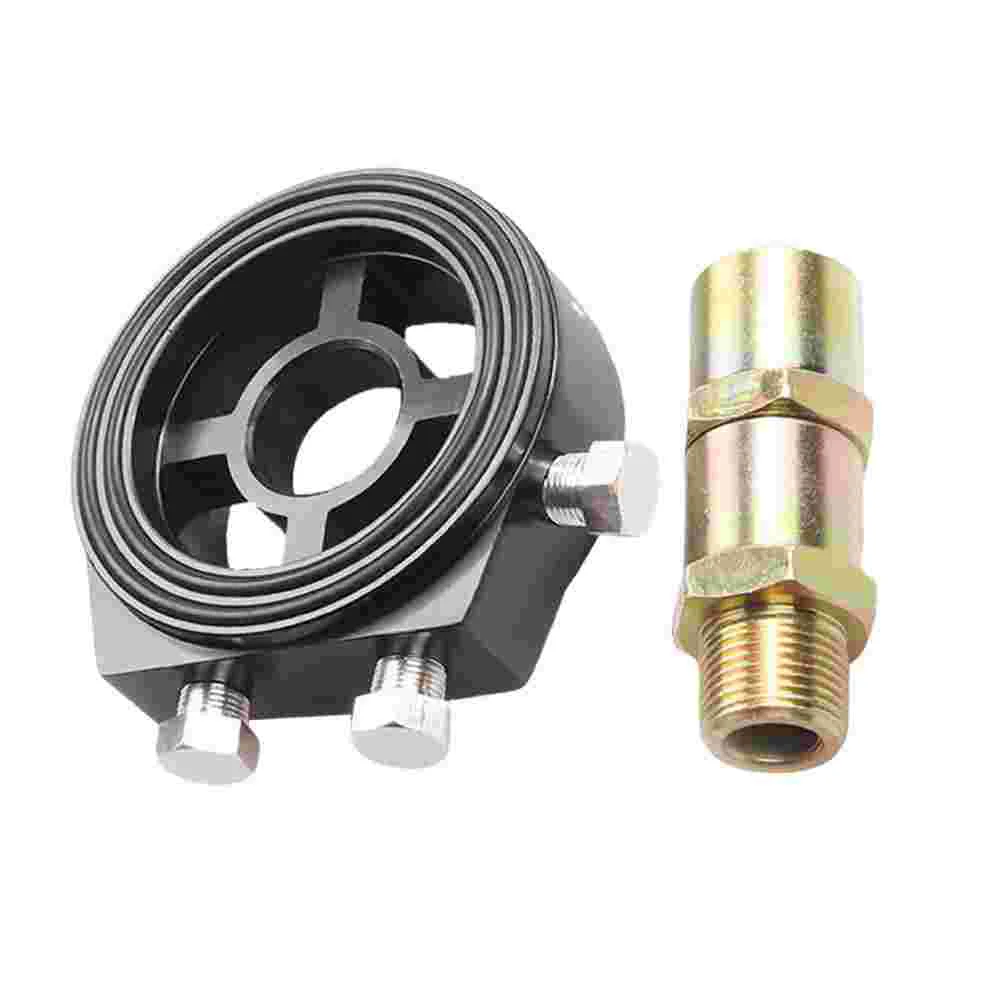 

2 Pcs Car Oil Cooler Kit Aluminum Temp Gauge Adapter Pressure Engine Cooling Filter Sandwich Plate