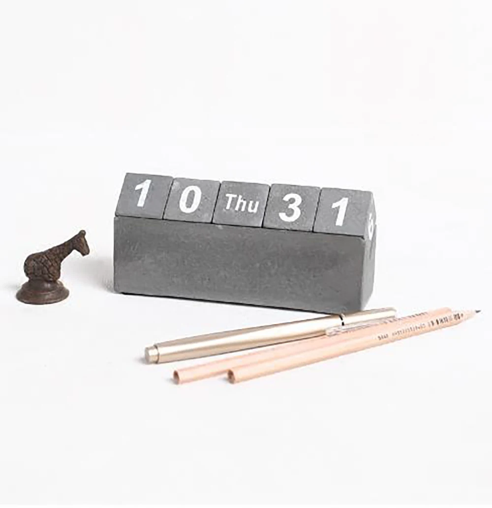 Hanmade Desktop decoration concrete molds Date display concrete block calendar silicone molds