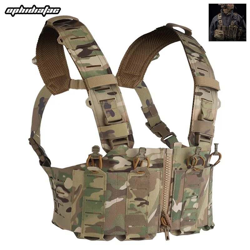 OphidianTac Lightweight Chest Rig Quick Release Zipper Hunting Vest  SF Chest Rig With 5.56 Magazine Pouch