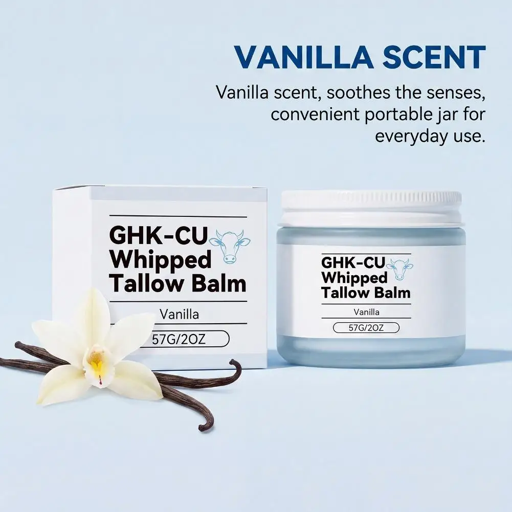 57g Hydrating Refreshing Vanilla Copper Tripeptide Body Face Cream Delicate Smooth Butter Moisturizer GHK-CU Whipped Tallow Balm