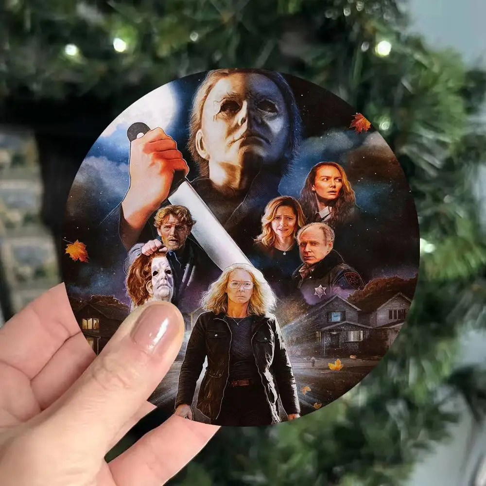 Horror Movie Halloween Coasters Suitable for daily family gathering decoration, kitchen, anti-slip wooden coasters