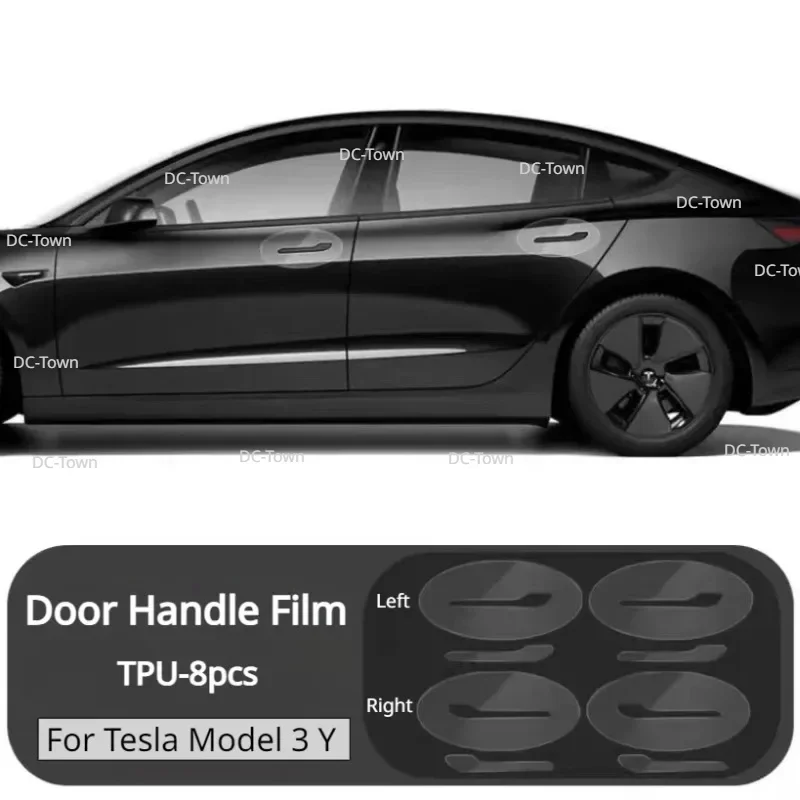 Voor Tesla Model 3 Y Deurklink Film Tpu Transparante Deurklink Krasbeschermer Omgekeerde Deurklink Verf Beschermende Film