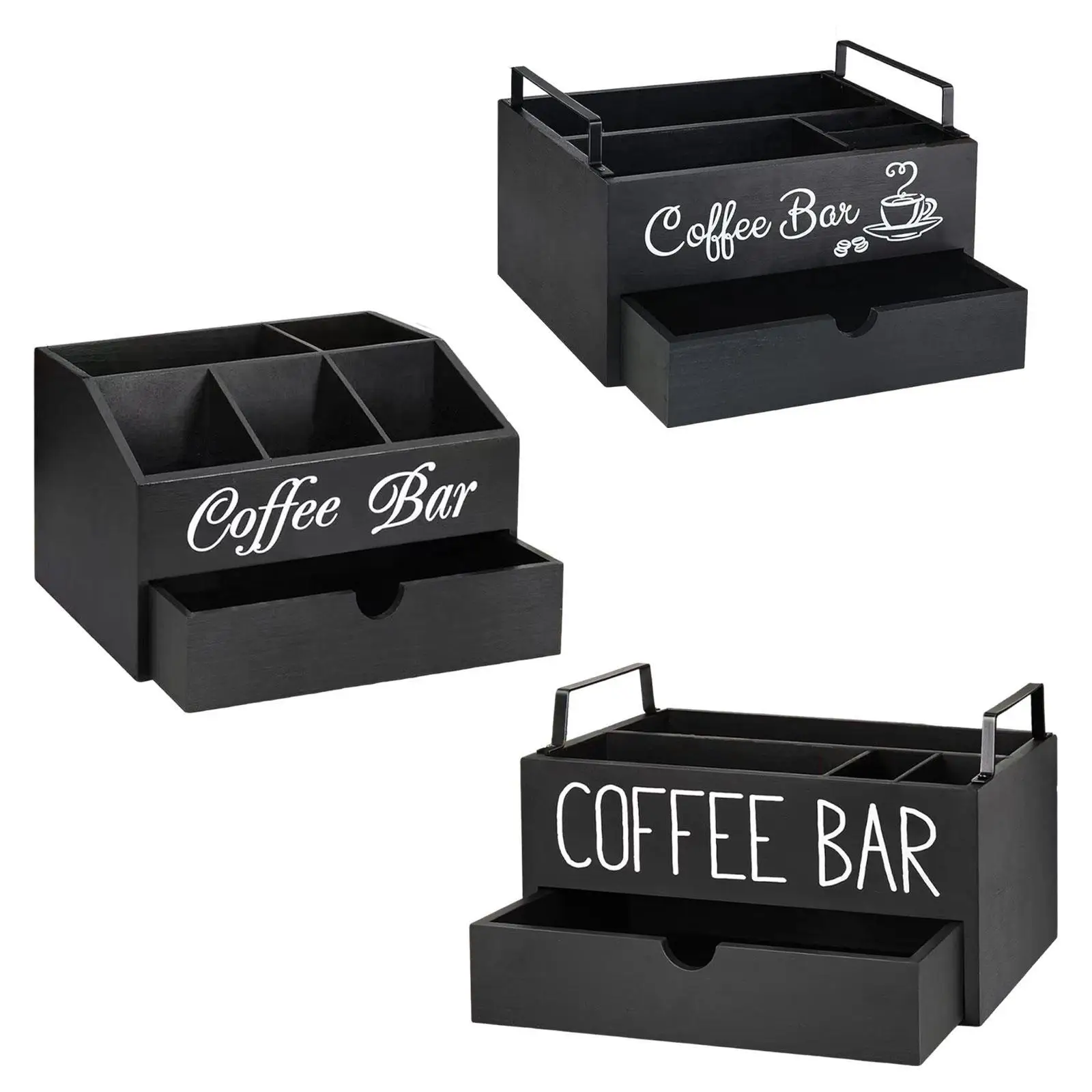 Coffee Station Organizer for Counter Coffee Bar Decor Farmhouse Countertop 2 Layer Storage Basket for Kitchen Coffee Bar Office