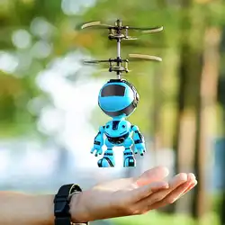 Creative Mini Induction Flying Robot Helicopter Drone USB Charging Induction Robot Suspension Aircraft Child Gift Fidget Toy