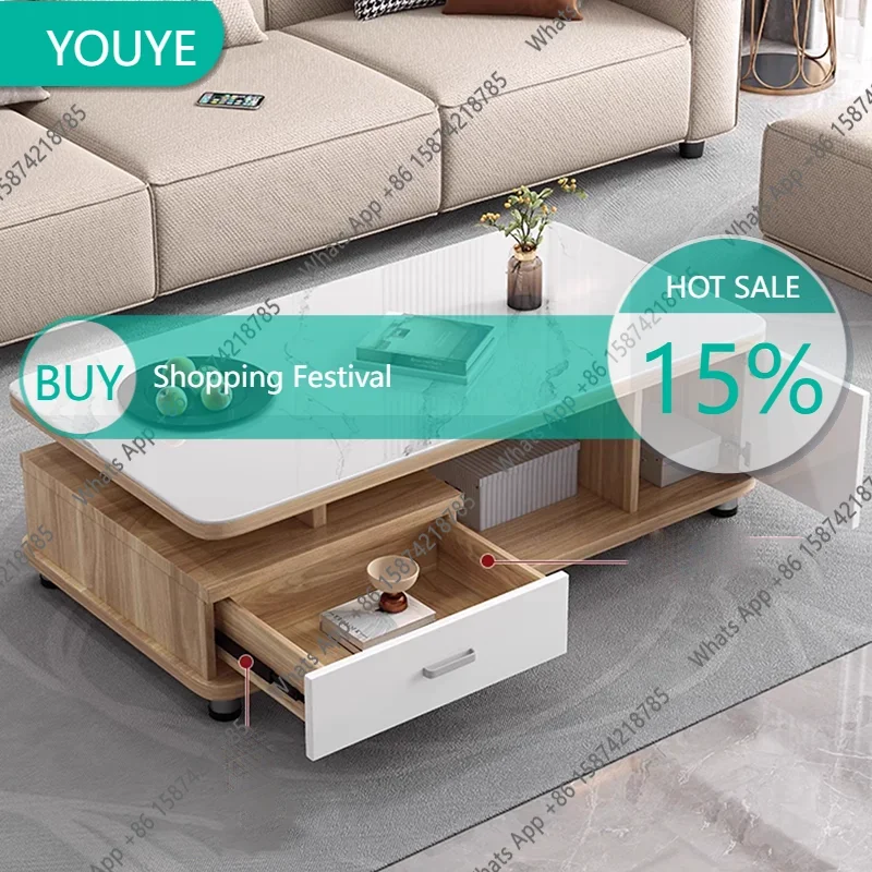 BJ X Decoration Coffee Table Wood Storage Drawers Side Table Living Room Standing Moving Kaffee Tische Lounge Suite Furniture