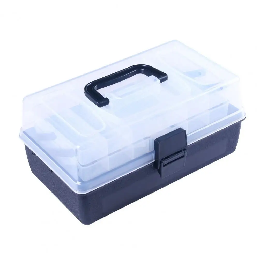 Wear Resistant Fishing Box Heavy Duty 3-layer Fishing Lure Box with Portable Handle for Baits Tools Organization for Anglers