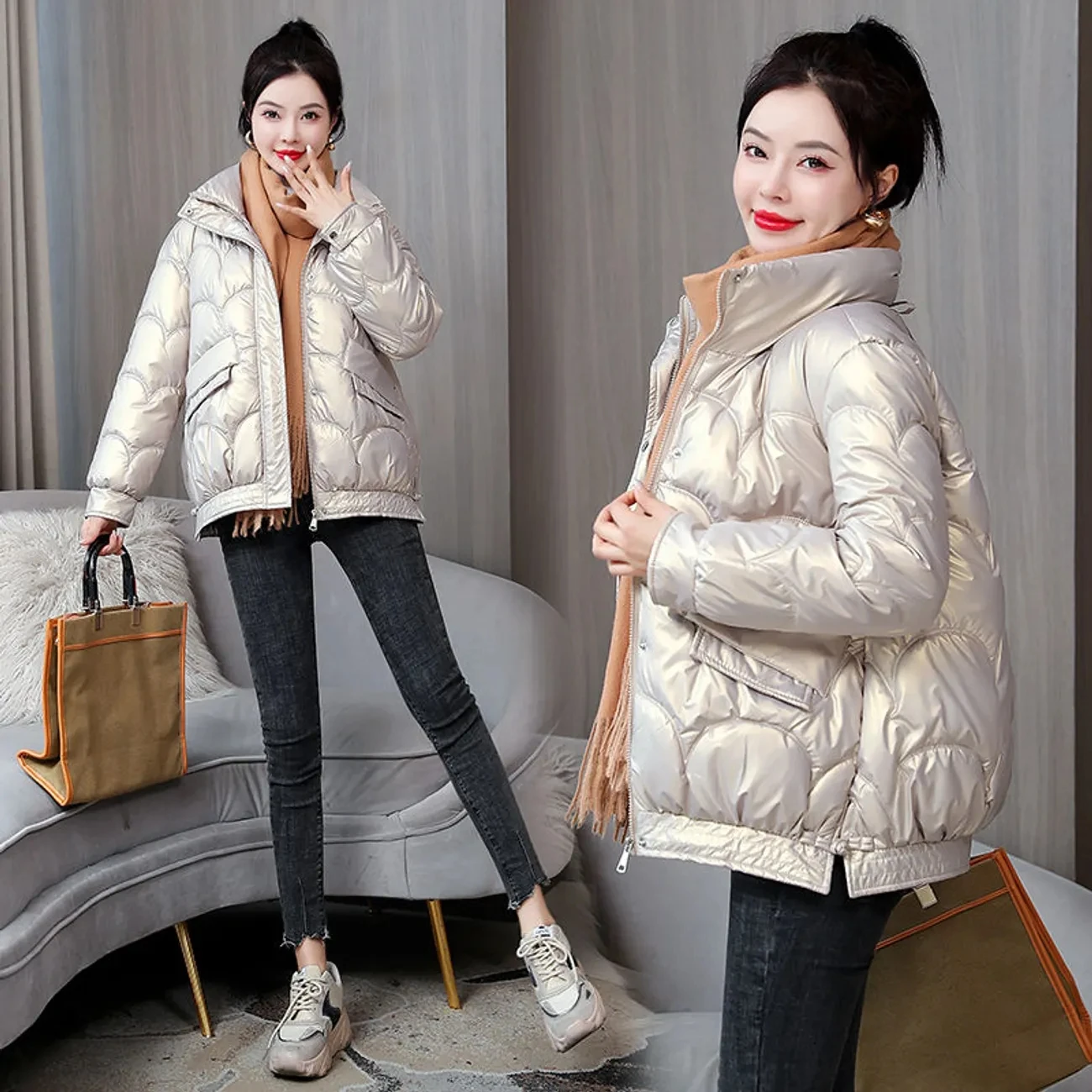 Winter Jacket Womens Down Cotton Coat Padded Puffer Parkas 2024 New Warm Cotton-Padded Coats Snow Wear Outwear Cotton Clothing