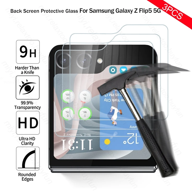 3PCS Back Screen Protector Tempered Glass Case For Samsung Galaxy Z Flip5 Flip6 5G Flip 5 6 Rear Screen Protective Glass ZFlip6