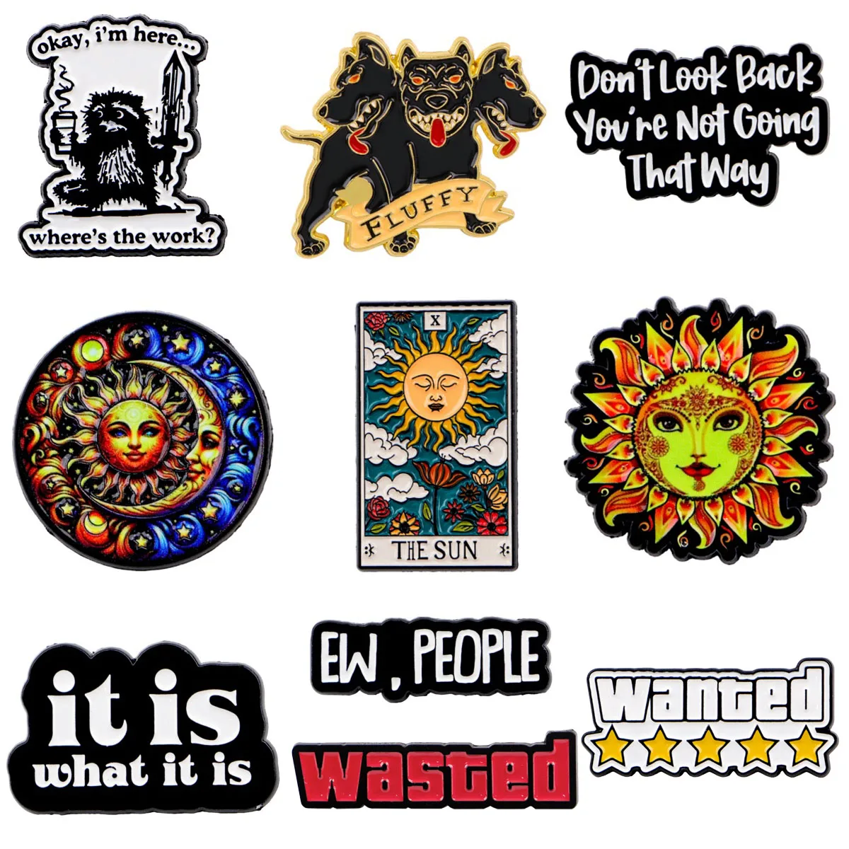 THE SUN Tarot Emaille Pin EW, PEOPLE Zitat Brosche für Mantel Damen Broschen Mode Revers Abzeichen Schmuck Geschenk für Freunde
