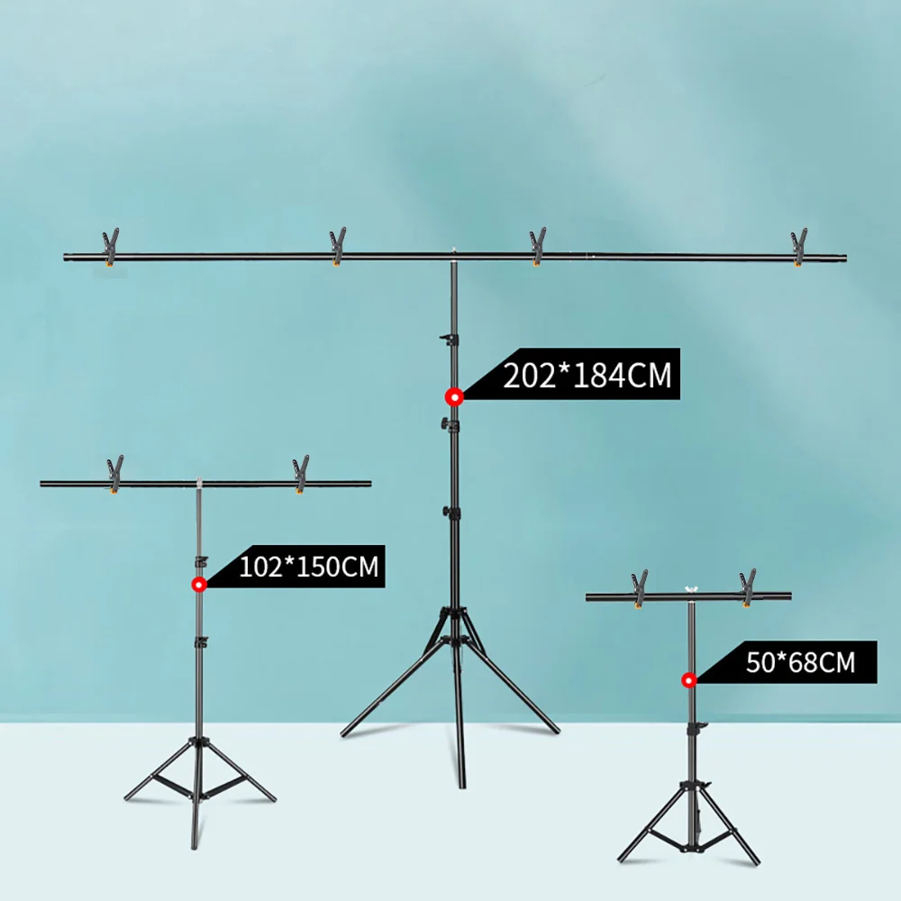 T-shaped Stand Background Tripod 2X2M Backdrop Photography Adjustable Support System Photo Studio for Non-Woven Muslin Backdrops