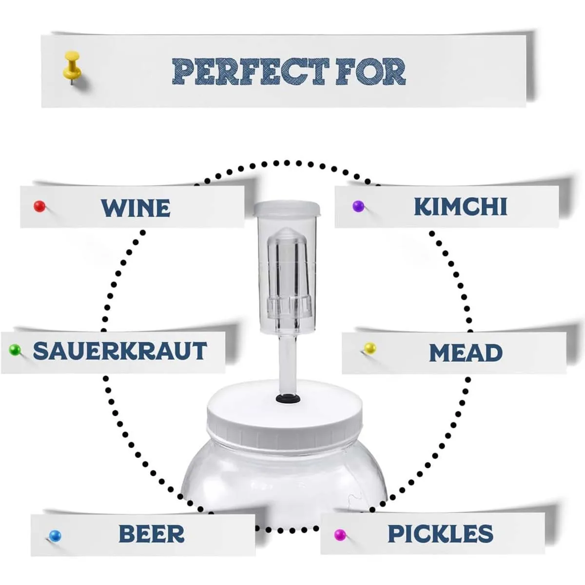 Brewing Fermentation 3-Piece Airlock and Grommet Kit Make Beer Wine Sauerkraut Kimchi Kombucha Pickles More