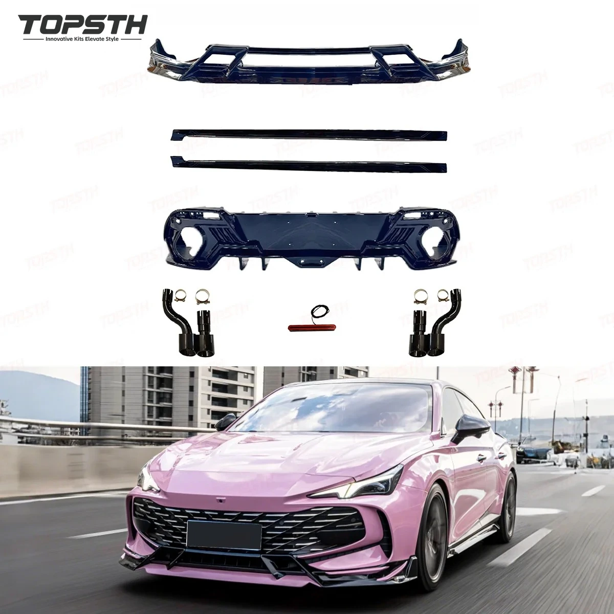 

Для MG7 2023+ комплект кузова со сменными автомобильными бамперами из АБС-пластика для задней губы и выхлопных газов, улучшенная аэродинамика и агрессивный вид