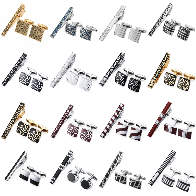 Classic men\'s French shirt cufflinks tie clip lucky clover plum blossom rose cuffs button clip business suit accessories jewelry