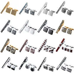 Classic men's French shirt cufflinks tie clip lucky clover plum blossom rose cuffs button clip business suit accessories jewelry