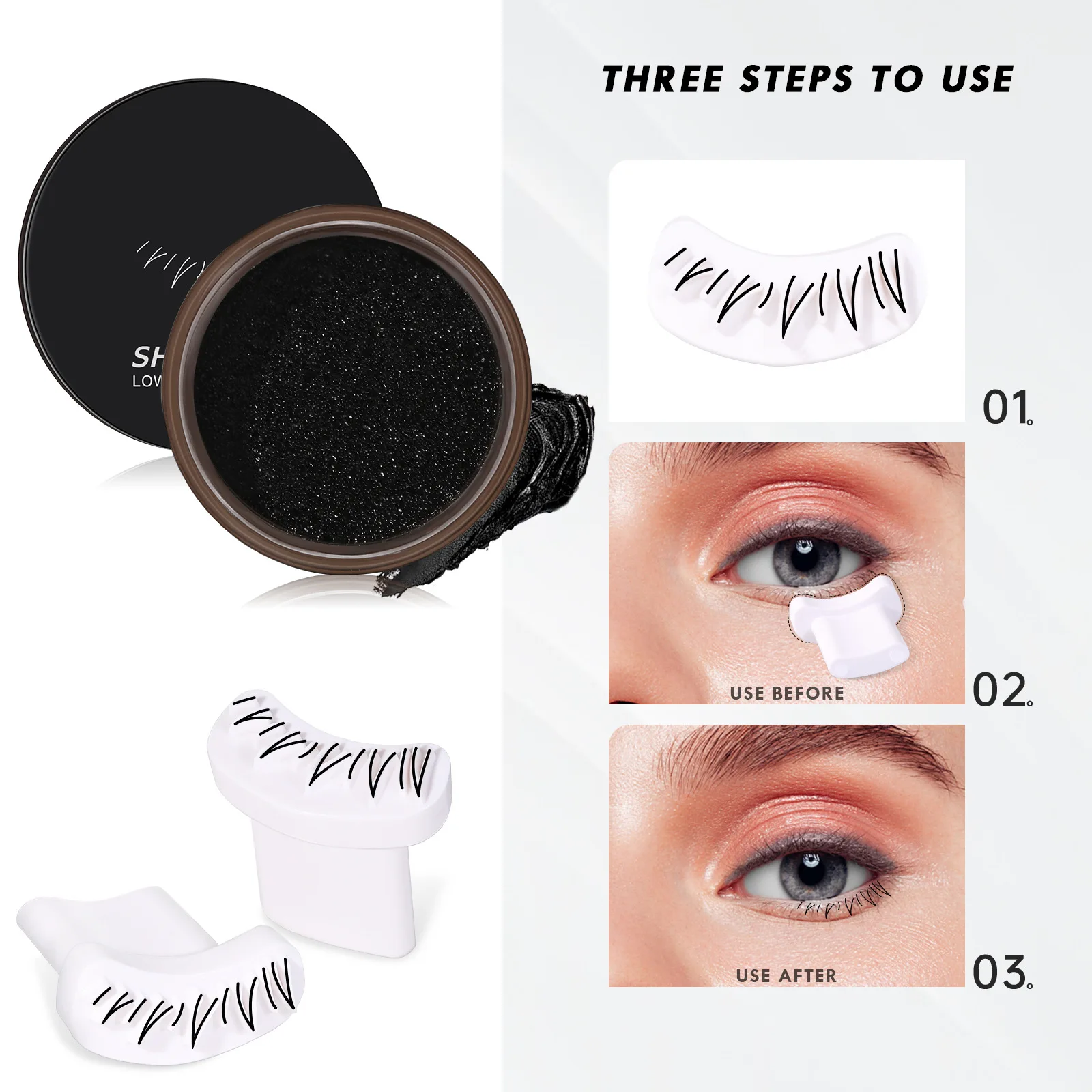 하부 속눈썹 스탬프 키트, 원스탬프 자연스러운 방수 인조 속눈썹 효과, 초보자용 스탬프 펜 및 잉크 포함 사용하기 쉬운 메이크업 도구