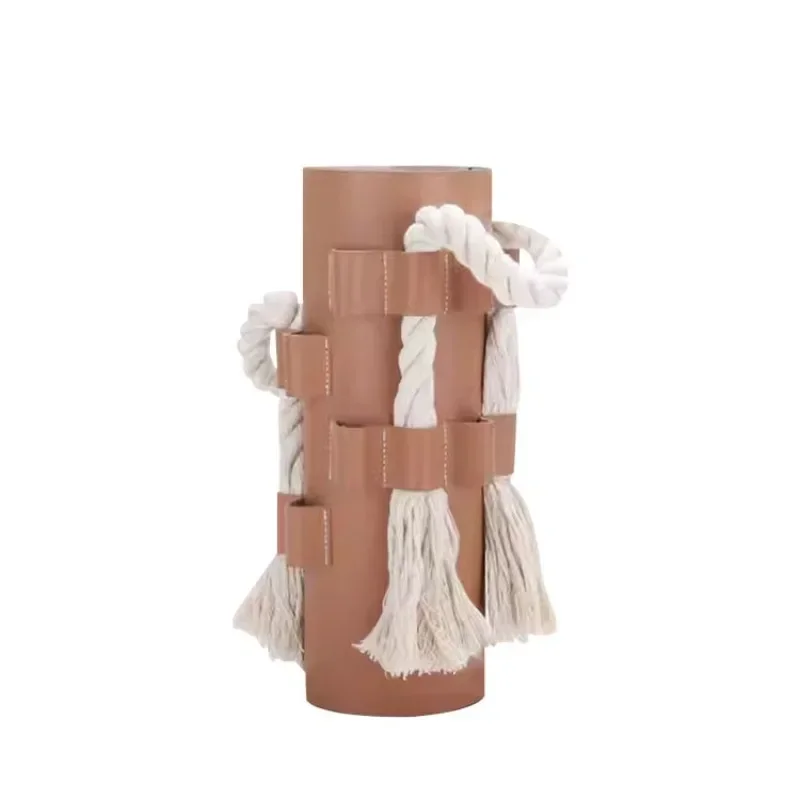 Simple modern glass leather vase hotel B & B model room living room coffee table desktop flower arrangement decoration