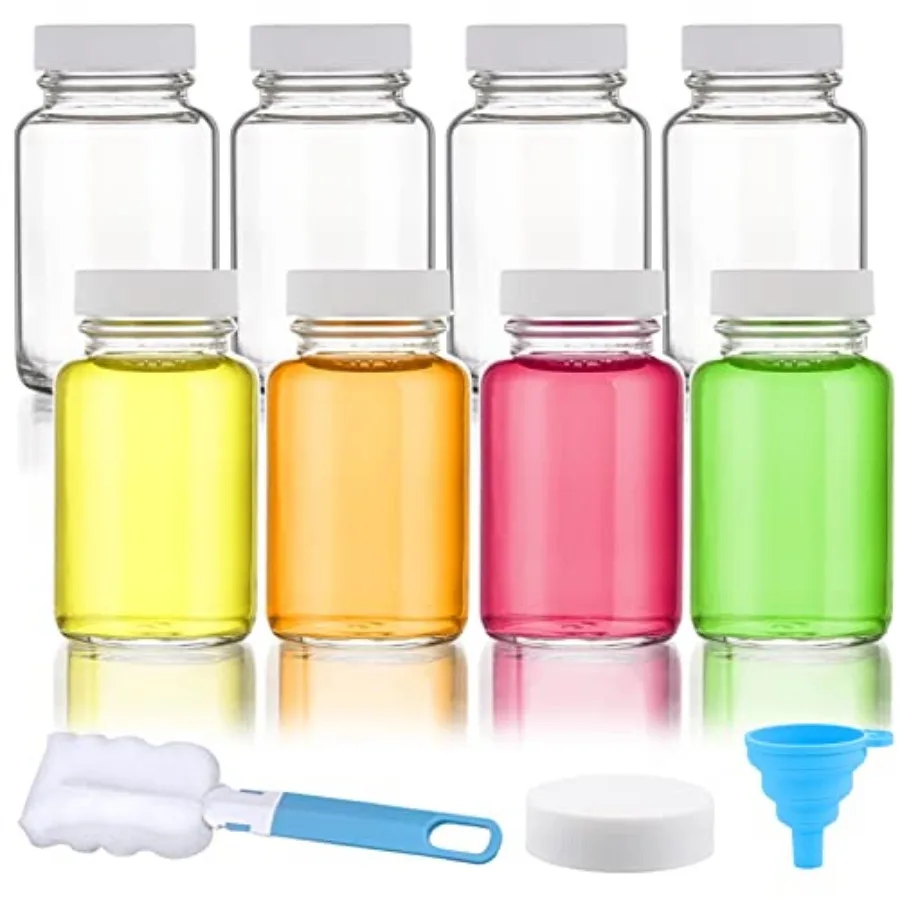 

Juice Shot Bottles with Caps - 8 Pack Small Clear Leak Proof Juicing Bottles Reusable Juice Containers Jars with Lids for Juici