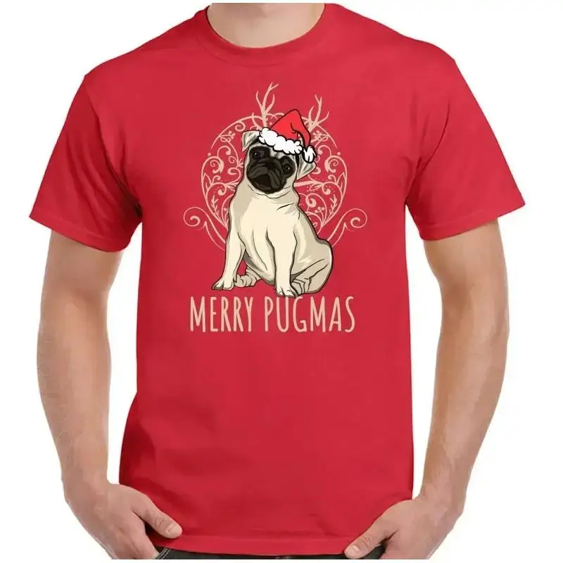Merry Pugmas Mens Funny Christmas T-Shirt Pug Dog Pet Puppy Xmas Secret Santa