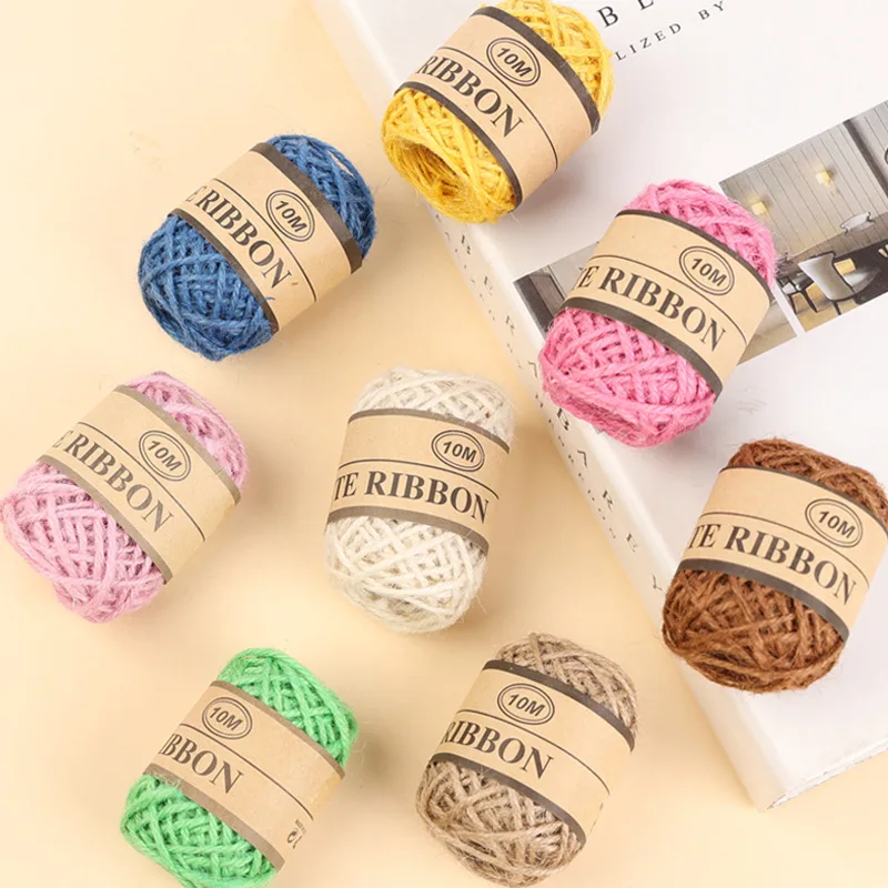 10 Meters Color Decorate Hemp Rope 1.5mm 3 Strand jute Ribbon For DIY Accessories Hanging Tag Woven Natural Jute Packaging Line