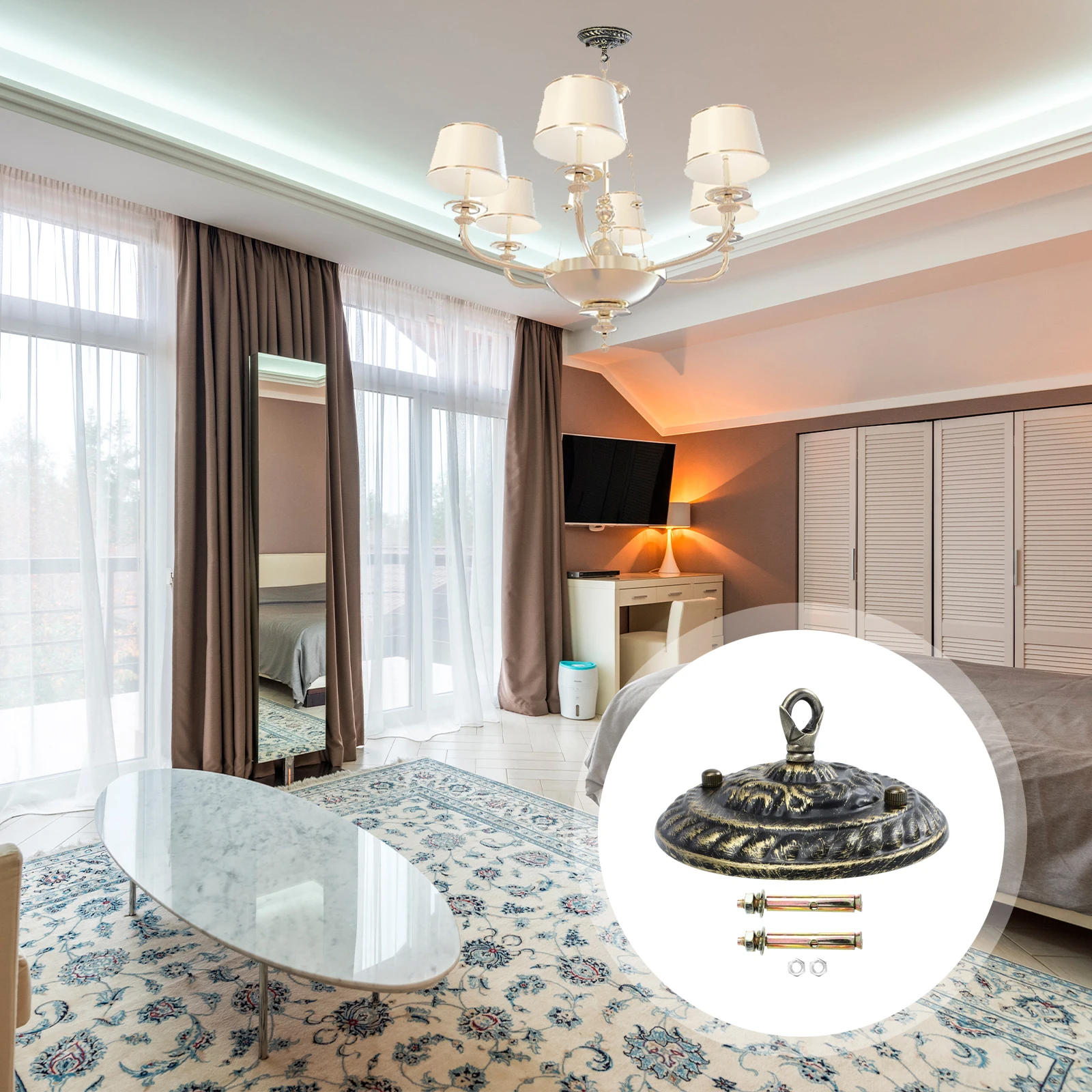 

Vintage Ceiling Canopy Plate Pendant Light Fixture Mounting Bracket Chandelier Cover Home Decor Hanging for Decorative
