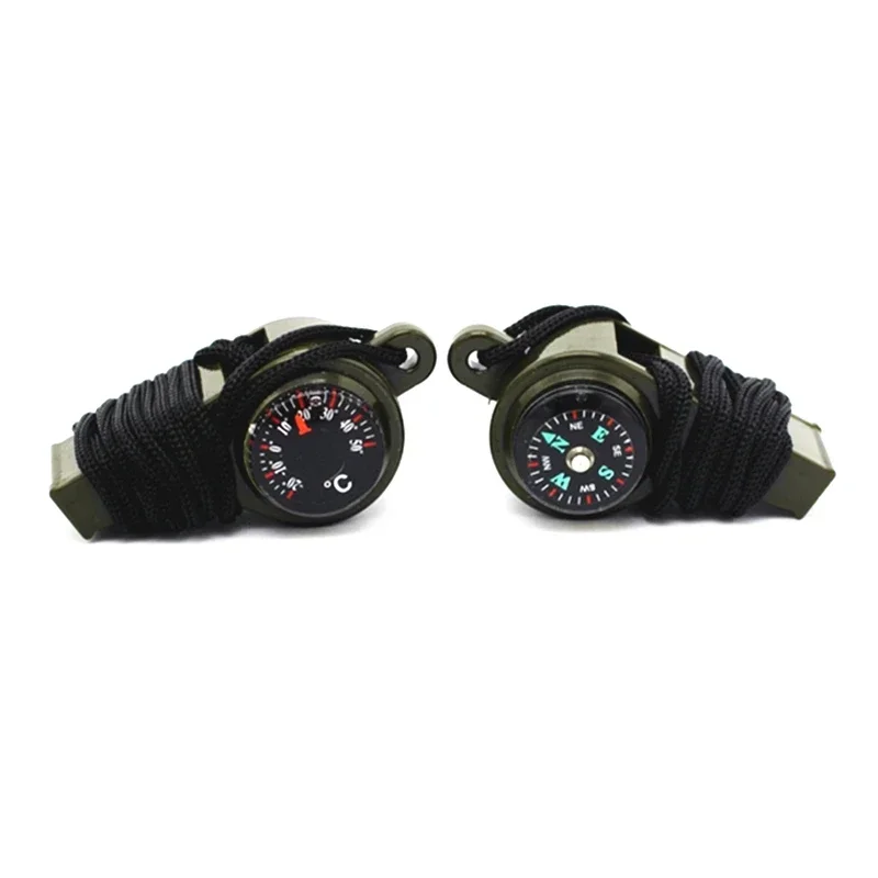 3 في 1 صفارة إنقاذ الطوارئ البوصلة ميزان الحرارة الحكم التشجيع صافرة التخييم التنزه في الهواء الطلق متعددة الوظائف صافرة