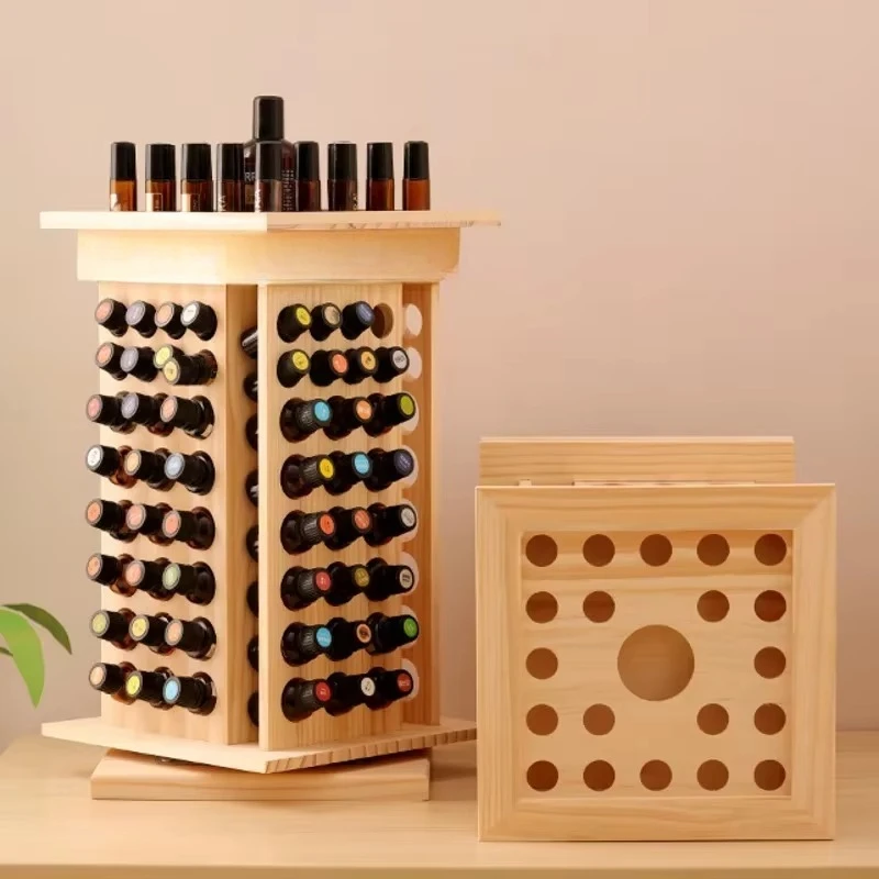 125 Grid Rotating Essential Oil Bottle Display Rack, Smooth Spinning Storage Organizer for Beauty Salon Desktop