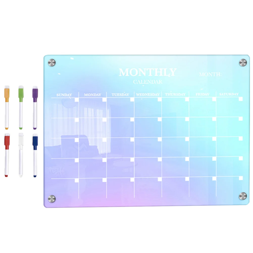 

Planner Monthly Acrylic Magnetic Dry Erase Board Colorful Decorative Meal Planning Calendar for Fridge