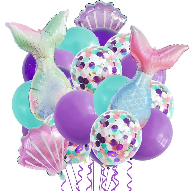 20 sztuk ogon syreny muszla kolorowy papierowy zestaw balonów z motywem syreny urodziny dekoracja weselna balon