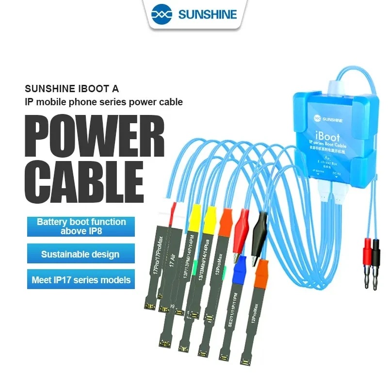 SUNSHINE iBoot A Mobile Phone Repair Power Test Cable for IP X-17 Pro Max Smart Anti-burn Built-in Battery Boot Function Line