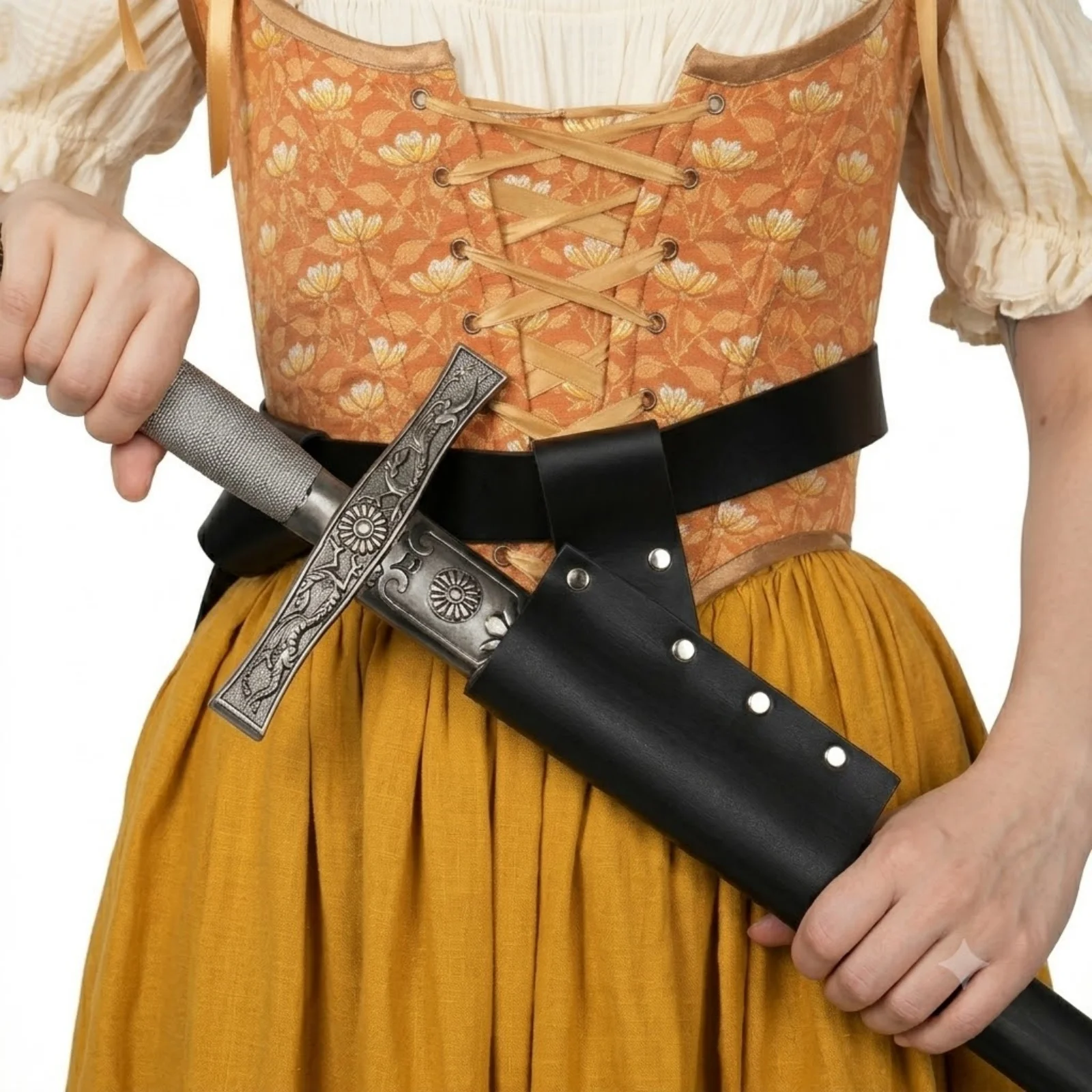 Medieval Viking Knight PU Leather Sword Scabbard Long Sword Holder  for Renaissance Fairs Cosplay Party