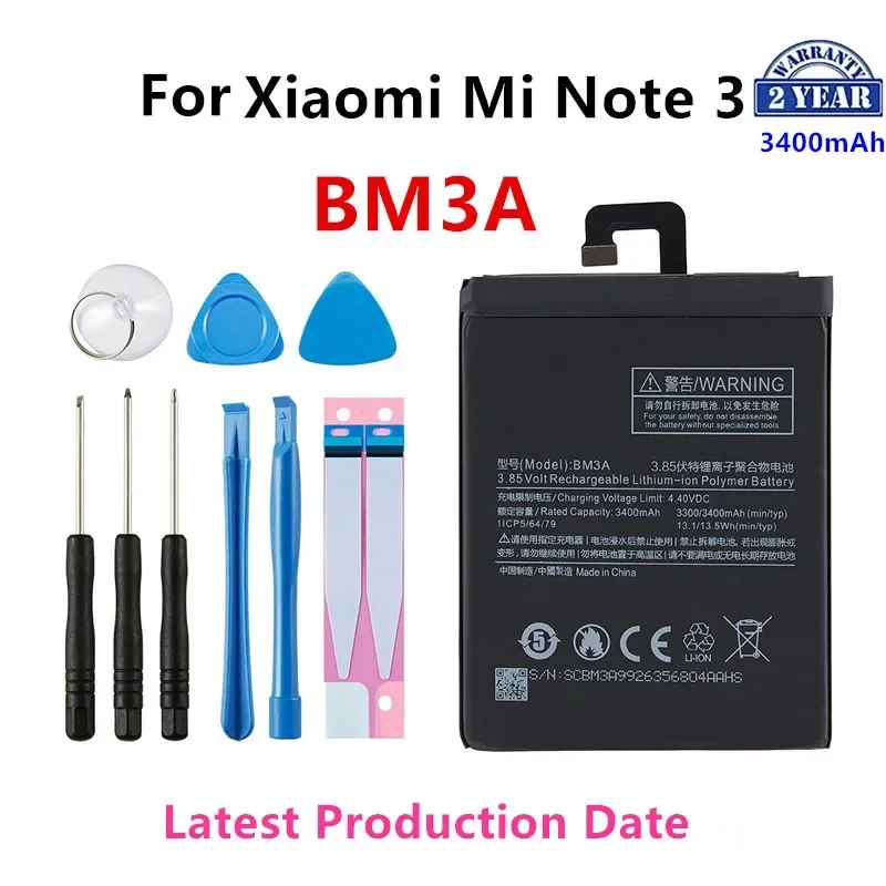 

Brand New BM3A 3400mAh Battery For Xiaomi Mi Note 3 Note3 High Quality Phone Replacement Batteries +Free Tools