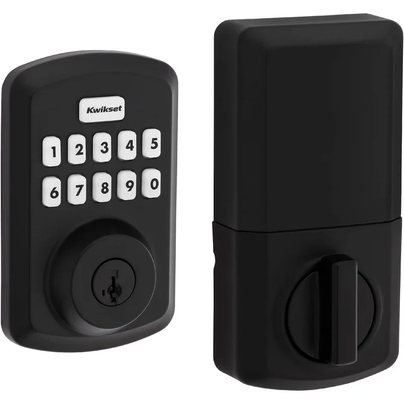 Powerbolt 250 10-Button Keypad Matte Black Transitional Electronic Deadbolt Door Lock, Featuring Convenient keyless Entry, Custo