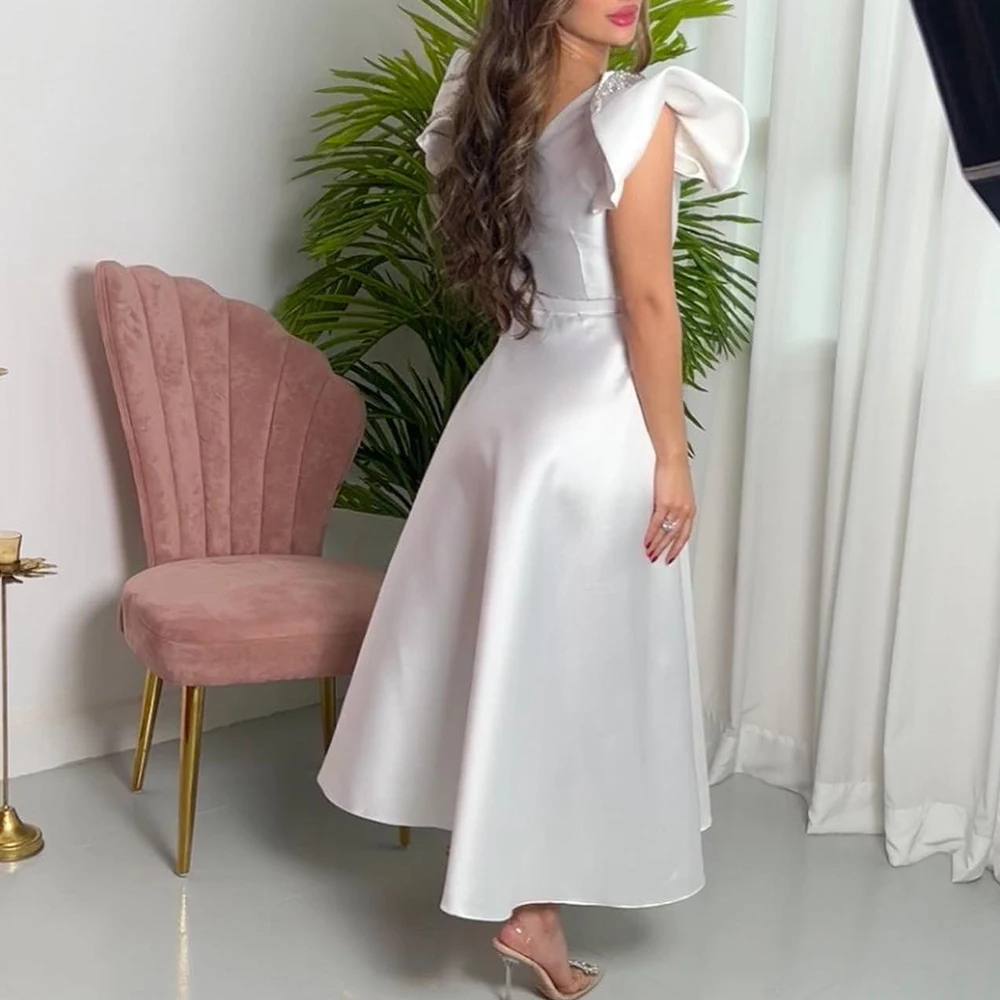 Vestido de noche de satén exquisito personalizado, corte en A, cristal, alta calidad, largo hasta el suelo, cuello en V, vestidos para mujer, tamaño personalizado