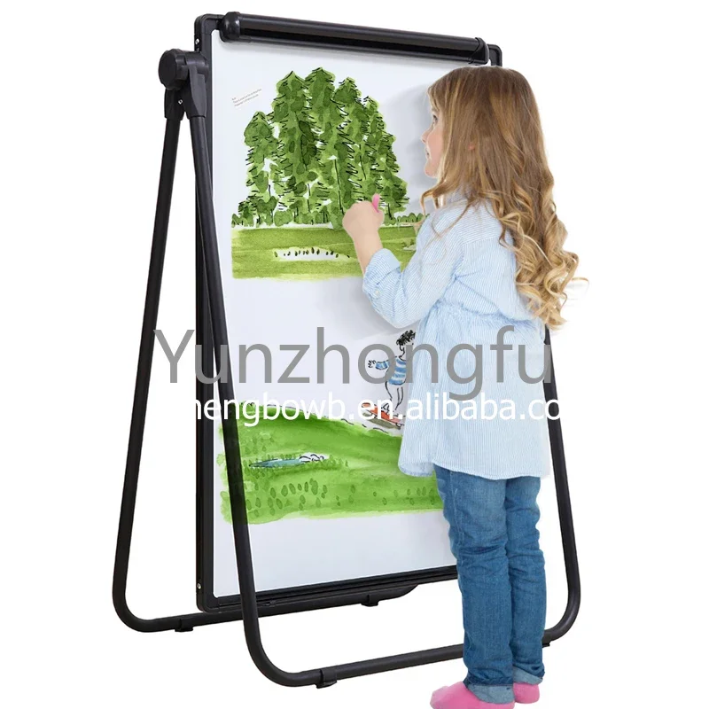 Office and School Adjustable Whiteboard Dry Erase Boards Magnetic Flip Chart Folding Board with Stand