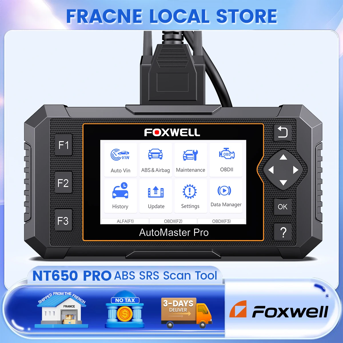FOXWELL NT650 PRO Scanner de voiture OBD2 bidirectionnel ABS SRS DPF BMS 25 + réinitialiser outil de Diagnostic de voiture Scanner automobile mise à jour gratuite