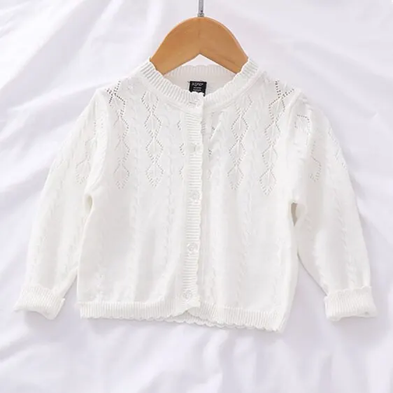 

3-36month White Baby Girls Cardigan Jacket Little Kids Pink Yellow Shawl 1 2 3 4 Years Old Infant Toddler Clothes