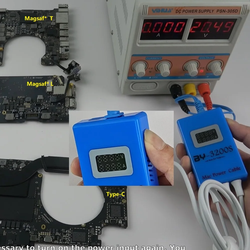 

Type-C/T/L BY-3200S Mac Power Cable For Macbook Charging Board Repair Boot System Connector Charging ON/OFF Adater 87W 140W