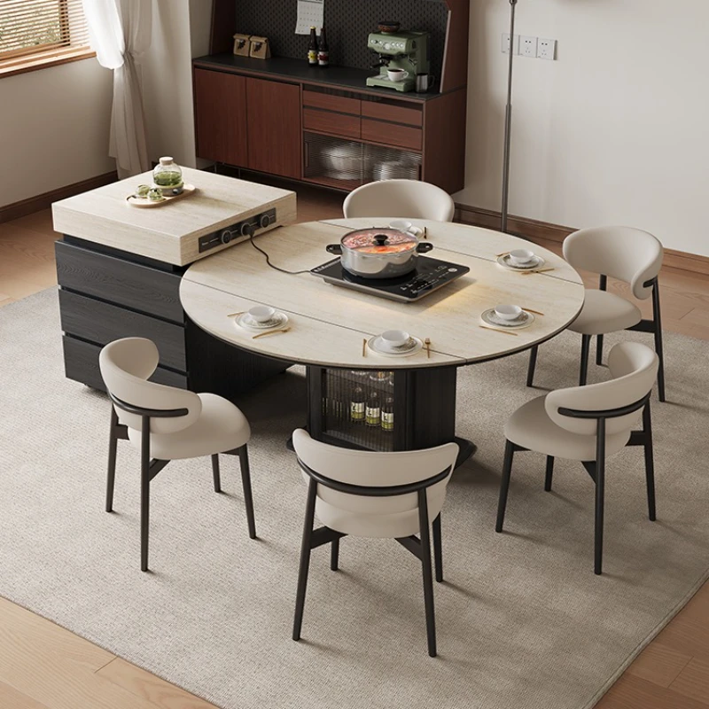 

Modern simple style household retractable square and circle dual-purpose dining table kitchen island